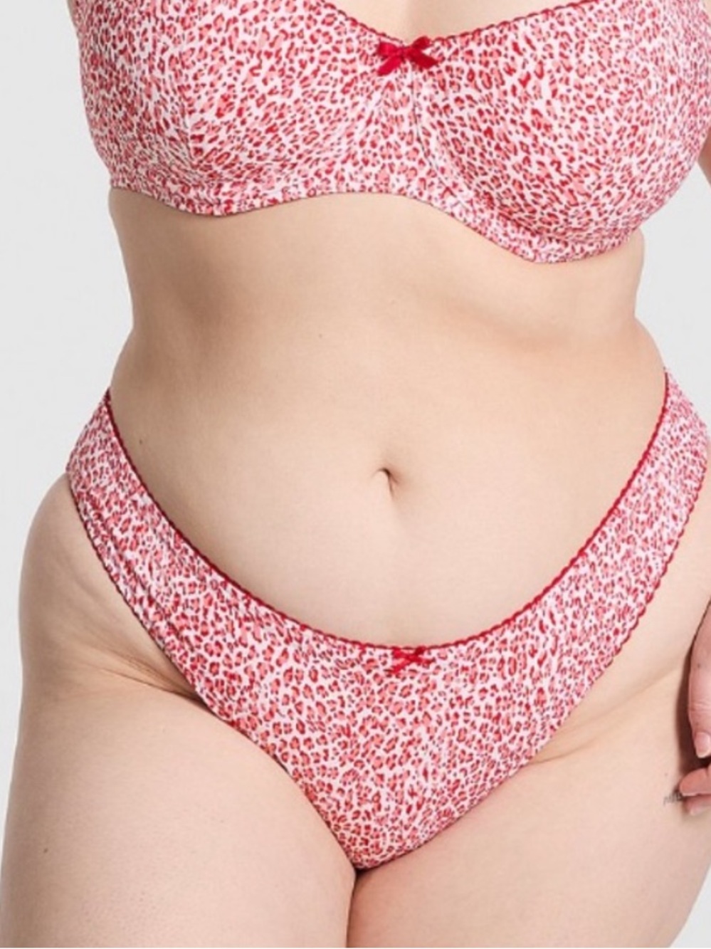 New! Frankie's Bikinis Red and White Leopard Print Bikini Bottoms 34604
